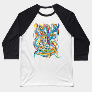 Colourful Line Art Abstract Art Good Vibes of Summer Baseball T-Shirt